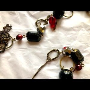 *must bundle to get $5 price* Black and red antiqued gold necklace (long)